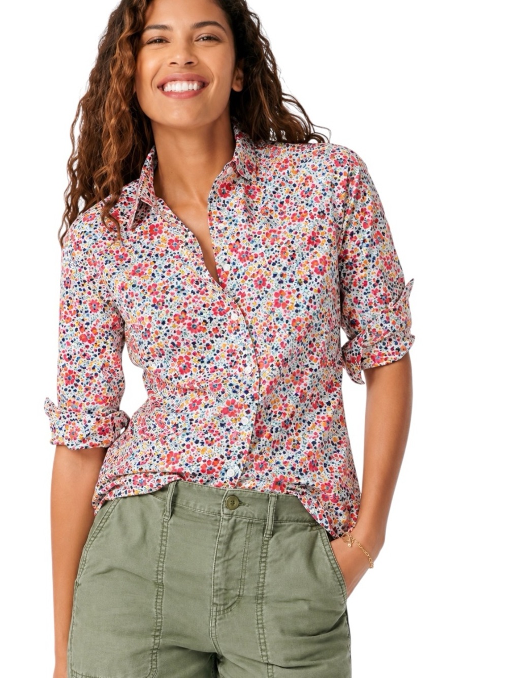 J. Crew Cotton Perfect Shirt in Liberty Phoebe Floral Print Size 4